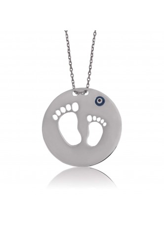 Gümüş Anne Bebek Ayak İzi Kolye
