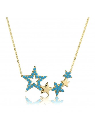 Gümüş Firuze Taşlı Yıldız Kolye