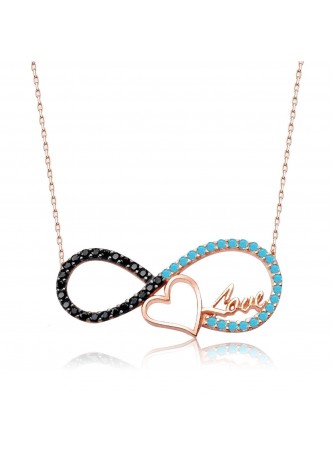 Gümüş Kalpli Sonsuzluk Love Kolye