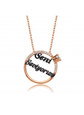 Gümüş Tektaş Seni Seviyorum Kolye