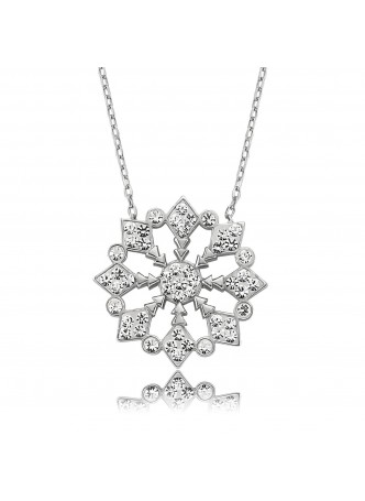 Gümüş Swarovski Kar Tanesi Kolye