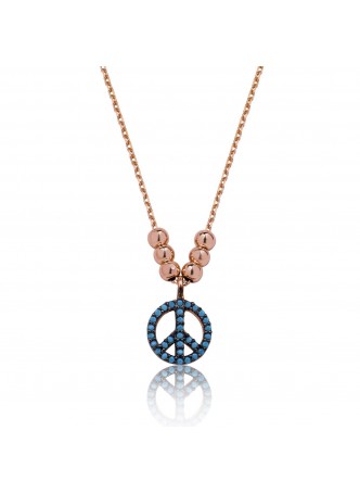 Gümüş Firuze Taşlı Barış Sembolü Kolye
