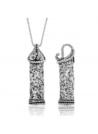 Gümüş Sarmaşık Desenli Cevşen Kolye