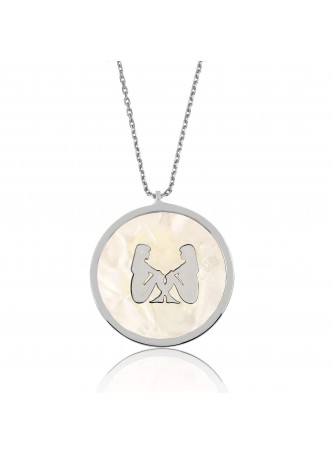 Gümüş Sedef Taşı İkizler Kolye