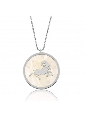 Gümüş Sedef Taşı Koç Kolye