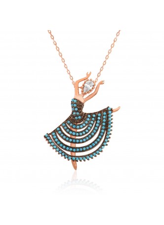 Gümüş Mavi Balerin Kolye