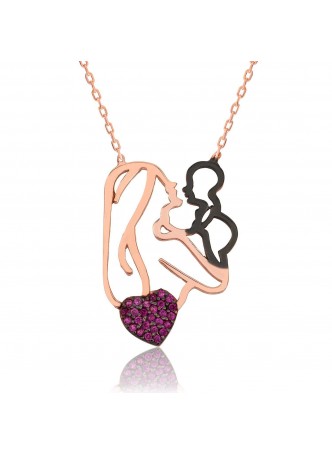 Gümüş Anne Çocuk Sevgisi Kolye