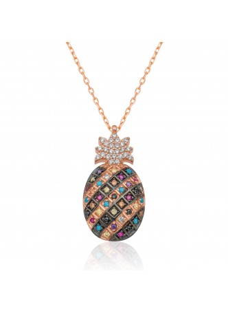 Gümüş Renkli Taşlı Kolye