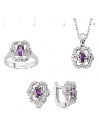 Zirkon Taşlı Gümüş Set
