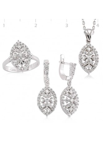 Gümüş Zirkon Taşlı Mekik Set