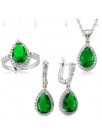 Gümüş Zirkon Taşlı Set