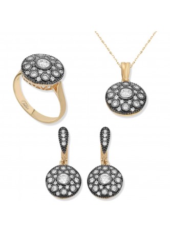 Zirkon Taşlı Altın Kaplama Elmas Set