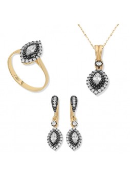 Zirkon Taşlı Rose Kaplama Elmas Mekik Set
