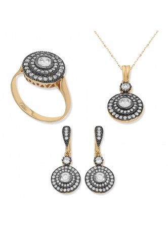 Zirkon Taşlı Gümüş Set