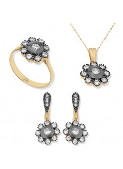 Zirkon Taşlı Papatya Set