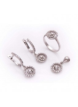Zirkon Taşlı Gümüş Girdap Set