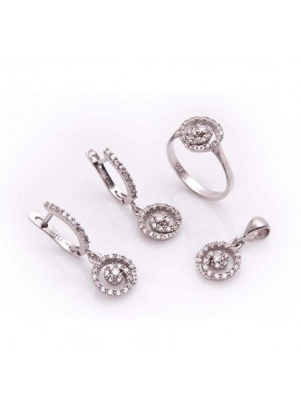 Zirkon Taşlı Gümüş Girdap Set