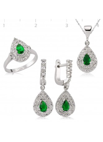 Zirkon Taşlı Anturaj Gümüş Set