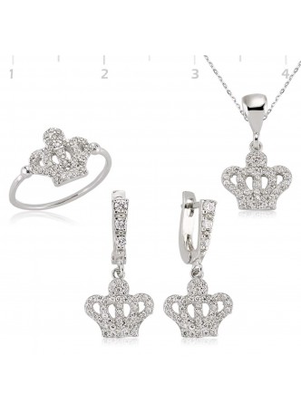 Zirkon Taşlı Gümüş Set