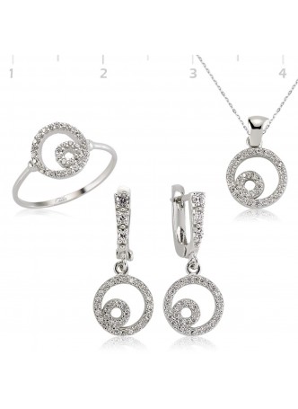 Zirkon Taşlı Gümüş Denge Set