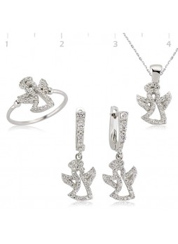 ZirkonTaşlı Gümüş Melek Set