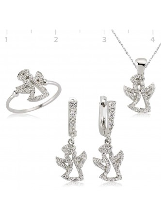 ZirkonTaşlı Gümüş Melek Set