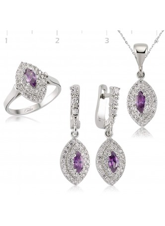 Zirkon Taşlı Mekik Gümüş Set