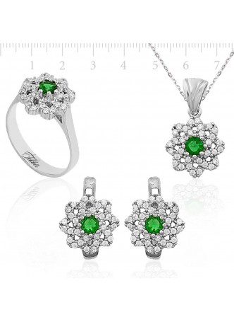 Zirkon Taşlı Gümüş Set