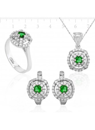 Zirkon Taşlı Gümüş Set