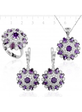 Gümüş Mor Taşlı Set