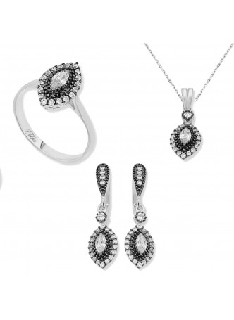 Gümüş Zirkon Taşlı Mekik Set