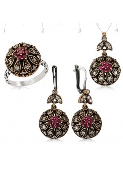 Gümüş Yakut Taşlı Otantik Set