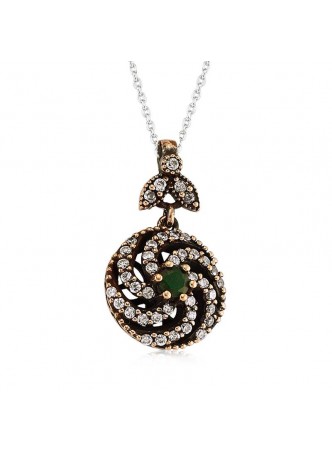 Zümrüt Taşlı Otantik Kolye