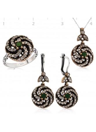 Zümrüt Taşlı Otantik Set