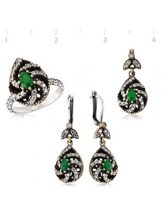 Zümrüt Taşlı Otantik Set