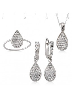 Gümüş Zirkon Taşlı Damla Set