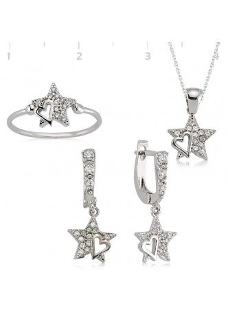 Gümüş Zirkon Taşlı Yıldız Set