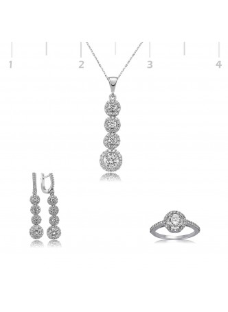 Gümüş Sıralı Dört Taş Set