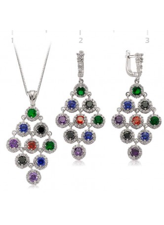 Gümüş Renkli Zirkon Taş Set