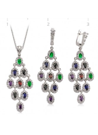 Gümüş Renkli Zirkon Taş Set
