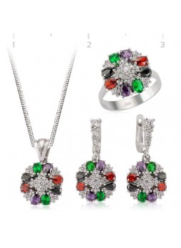 Gümüş Renkli Zirkon Taş Set