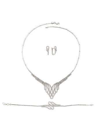 Zirkon Taslı Gümüş Set