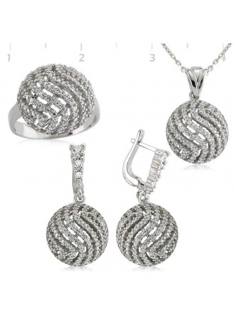 Gümüş Zirkon Taşlı Set