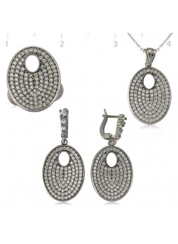 Zirkon Taslı Oval Set