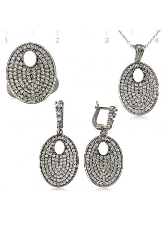 Zirkon Taslı Oval Set