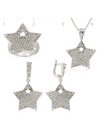 Gümüş Zirkon Taşlı Yıldız Set