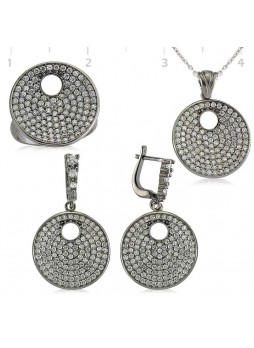 Gümüş Zirkon Taşlı Yuvarlak Set