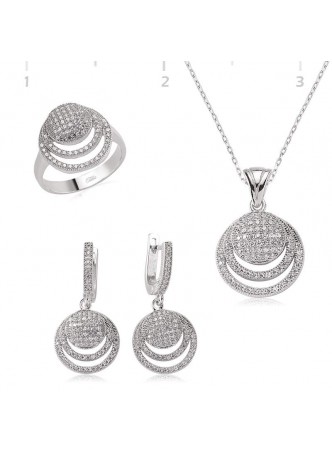 Gümüş Zirkon Taşlı Set