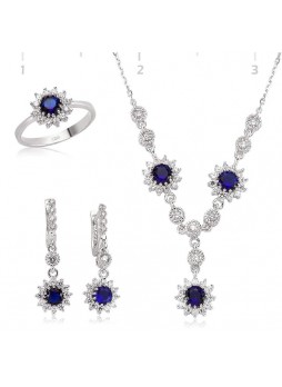 Gümüş Lacivert Taşlı Set
