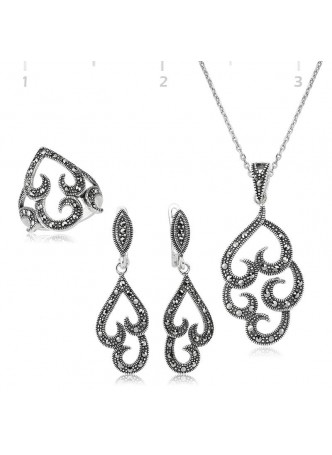 Gümüş Markazit Taşlı Set